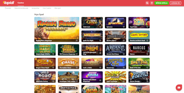 spelautomater på rapidi casino